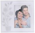 Cornice portafoto 13x18cm  con pianta fiorita LED Bianco