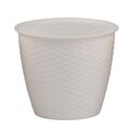 Vaso tondo con trama 29.5x26.5cm Bianco