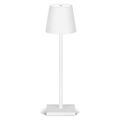 Lampada LED ricaricabile da tavolo 3W dimmerabile in metallo bianco