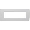 Placca 7 posti bianca Soft Touch compatibile Living International