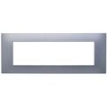 Placca 7 posti argento Soft Touch compatibile Vimar Plana