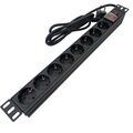 Multipresa 8 posti Schuko per armadio rack 19" con interruttore luminoso