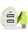 Caricabatteria per Auto 3-Outputs 6A 2xUSB/USB-C™ Bianco/Verde