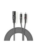 Cavo Audio XLR Maschio a 3 Pin XLR-2x Maschio RCA 1.5m Grigio