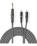 Cavo audio stereo jack audio 6.35mm/2 RCA 1.5m grigio