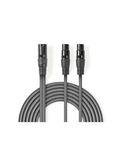 Cavo Audio XLR Bilanciato | Maschio a 3 Pin XLR - 2x Femmina a 3 Pin XLR | 1.5 m | Grigio