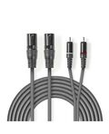 Cavo Audio XLR 2x Maschio a 3 Pin XLR - 2x Maschio RCA 1.5 m Grigio