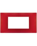 Placca 4 posti rosso corallo tecnopolimero compatibile Vimar Plana