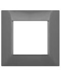 Placca in tecnopolimero 2 posti color grigio scuro compatibile Vimar Plana
