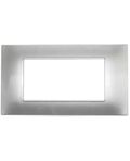 Placca in tecnopolimero 4 posti color argento compatibile Vimar Plana