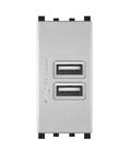 Alimentatore doppia presa USB 90-265V output 5V 2A grigio compatibile Vimar Plana