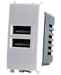 Alimentatore doppia presa USB 5V 2A 4.5x2x4.5cm Bianco compatibile Vimar Plana