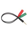 Adattatore audio telato 20cm 1x jack 3.5mm maschio 2x jack 3.5mm femmina microfono-cuffie
