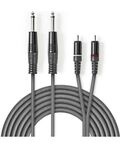 Cavo audio stereo 2x 6,35 mm maschio - 2x maschio RCA Placcato nickel 3m