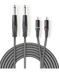 Cavo audio stereo 2x 6,35 mm maschio - 2x maschio RCA 5m