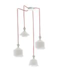 SOSPENSIONE SUGAR BIANCO CAVO ROSSO 4XE27 250CM