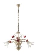 LAMPADARIO ROSE ROSSE AVORIO 3XE14 71CM