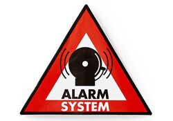 Adesivo di avvertenza simbolo sistema di allarme  5pz