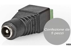 Connettore di sicurezza CCTV 2 fili a CC maschio 5,5x2,1mm confezione da 5