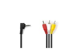 Cavo AV da 3,5 mm | AV maschio da 3,5 mm - 3x RCA maschio | 2m | Nero