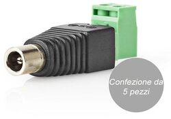 Connettore di Sicurezza CCTV 2 Cavi-Femmina CC 5,5x2,1mm confezione da 5