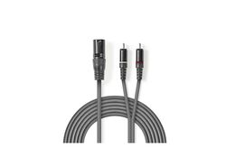 Cavo Audio XLR Maschio a 3 Pin XLR-2x Maschio RCA 3m