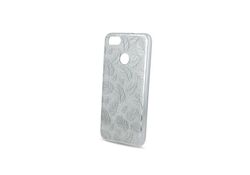 Cover per iPhone X in silicone TPU Slim Design Foglie Glitter