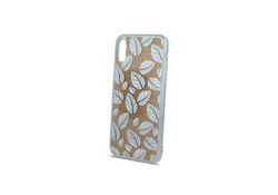 Cover per iPhone X in silicone TPU Slim Design Foglie Glitter