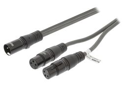 Cavo Stereo XLR 3p (M) - 2 XLR 3-Pin Femmina 1.5 m Grigio Scuro