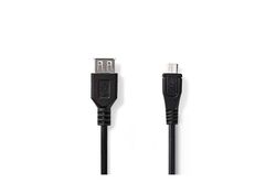 Cavo USB 2.0 | Micro B maschio - A femmina | 0.2 m | Nero