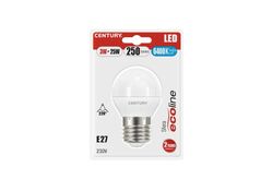 Lampadina LED sfera 3W E27 luce fredda 250 lumen Century