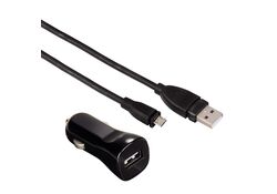 HAMA - Set Caricatore Auto USB e Cavo Micro USB - 1 metro - Nero