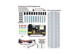 Kit componenti elettronici diodi/condensatori/pulsanti con breadboard e modulo di alimentazione 3.3V/5V MB102