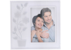 Cornice portafoto 13x18cm  con pianta fiorita LED Bianco