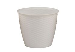 Vaso tondo con trama 29.5x26.5cm Bianco