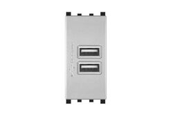 Alimentatore doppia presa USB 90-265V output 5V 2A grigio compatibile Vimar Plana