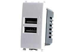 Alimentatore doppia presa USB 5V 2A 4.5x2x4.5cm Bianco compatibile Vimar Plana