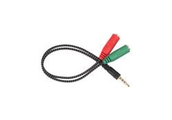 Adattatore audio telato 20cm 1x jack 3.5mm maschio 2x jack 3.5mm femmina microfono-cuffie