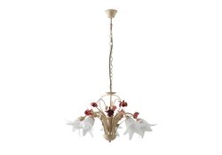 LAMPADARIO ROSE ROSSE AVORIO 5XE14 71CM