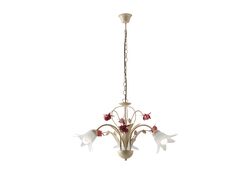 LAMPADARIO ROSE ROSSE AVORIO 3XE14 71CM