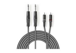 Cavo audio stereo 2x 6,35 mm maschio - 2x maschio RCA Placcato nickel 3m