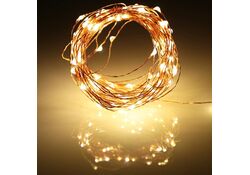 Striscia LED in filo metallico a batteria luce calda 3m