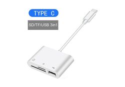 Adattatore USB Type C ad USB 2.0/SD/TF bianco