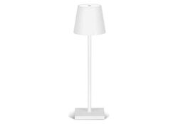 Lampada LED ricaricabile da tavolo 3W dimmerabile in metallo bianco