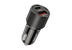 Caricabatterie da auto USB/USB type C ricarica rapida nero KSC-677