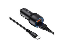 Caricabatterie per auto 2xUSB con cavo USB type C JH004
