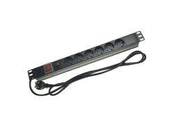 Multipresa 6 posti Schuko per armadio rack 19" con interruttore luminoso
