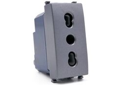 Presa bivalente 16A 250V grigia compatibile Vimar Arké