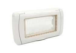 Placca idrobox IP55 4 posti bianca compatibile Vimar Plana