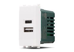 Doppia presa USB USB A - USB tipo C 5V 2.4A compatibile Vimar Plana